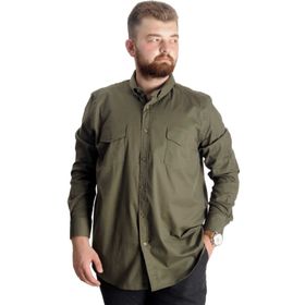 Mode XL UKol Gabardin Çift Cep 20360 Haki Erkek Gömlek