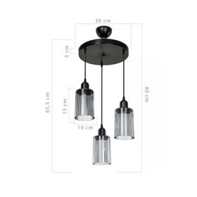 Modelight Aksel 3'lü Füme Optik Camlı Avize
