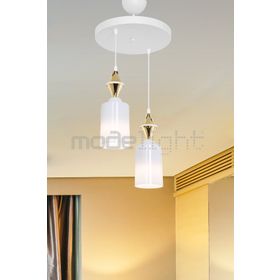 Modelight Akses Beyaz Karo Gold 2'li Opal Camlı Avize