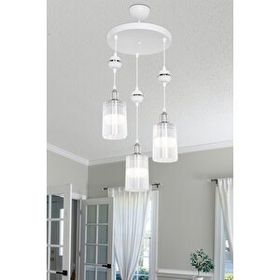 Modelight Axes Beyaz Küre Krom 3'lü Şeffaf Camlı Avize