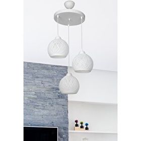 Modelight Ball 3'lü Çember Kırıık Beyaz Avize
