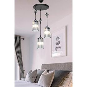 ModeLight Ceylan 3'lü Siyah Optik Füme Camlı Avize