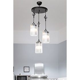 Modelight Ceylan 3'lü Siyah Optik Şeffaf Camlı Avize
