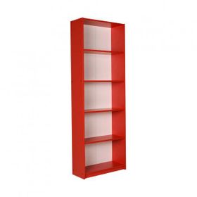 Modern 5 Raflı Kırmızı Kitaplık