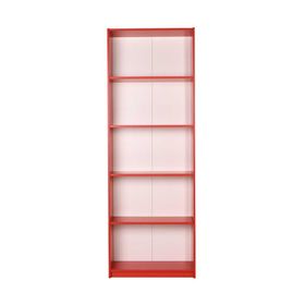 Modern 5 Raflı Kırmızı Kitaplık