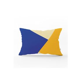 Modern Mavi Bej Ve Sarı Realhomes Özel Baskılı Dikdörtgen Kırlent Kılıfı