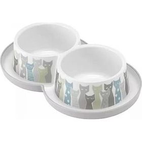 Moderna 2x350 ml 2'li Trendy Friends Maasai Beyaz Kedi Mama Kabı