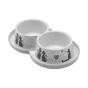 Moderna 2x350 ml Trendy Kedi Figürlü İkili Mama ve Su Kabı