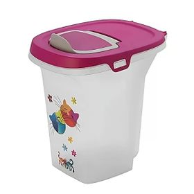 Moderna Trendy Friends 26.5x21.5x27.5 cm 6 lt Fuşya Kedi ve Köpek Plastik Mama Saklama Kabı