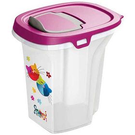 Moderna Trendy Friends 26.5x21.5x27.5 cm 6 lt Fuşya Kedi ve Köpek Plastik Mama Saklama Kabı