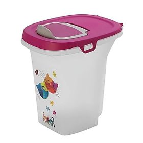 Moderna Trendy Friends 26.5x21.5x27.5 cm 6 lt Fuşya Kedi ve Köpek Plastik Mama Saklama Kabı