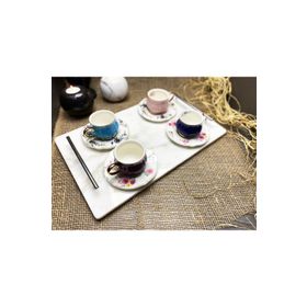 Modestmar 25x40 cm Gümüş Slim Kulp Doğal Mermer Tepsi