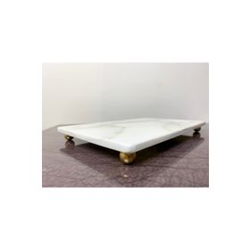 Modestmar Doğal Mermer 20x30 Gold Ayak Sunum Tepsisi