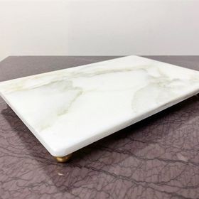 Modestmar Doğal Mermer 20x30 Gold Ayak Sunum Tepsisi