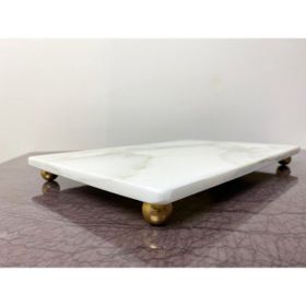Modestmar Doğal Mermer 20x30 Gold Ayak Sunum Tepsisi