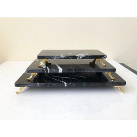 Modestmar Doğal Siyah Mermer 3'lü Set Gold Black Silk Ayak