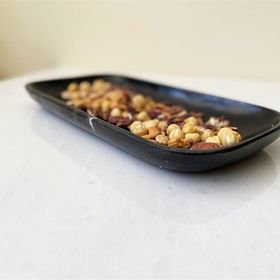 Modestmar Doğal Siyah Mermer Kayık Tabak - Çerez Tabağı