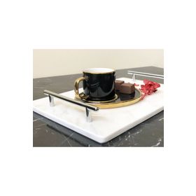 Modestmar Gümüş Slim Kulp 20x30 cm Doğal Mermer Tepsi