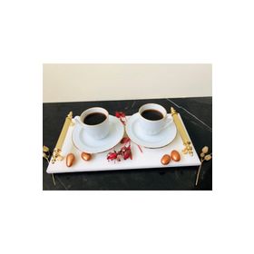 Modestmar Sarı Kulp Calacatta Mermer Doğal Mermer Sunum Tepsisi