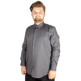 ModeXL Büyük Beden Klasik Likralı 20351 Füme Erkek Gömlek