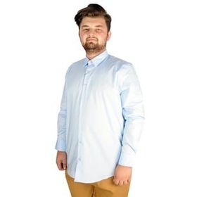ModeXL Büyük Beden Klasik Likralı 20351 Mavi Erkek Gömlek
