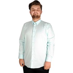 ModeXL Büyük Beden Klasik Likralı 20351 Mint Erkek Gömlek