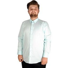 ModeXL Büyük Beden Klasik Likralı 20351 Mint Erkek Gömlek