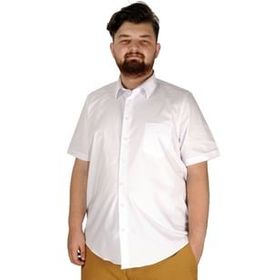 ModeXL Büyük Beden Klasik Likralı 20352 Beyaz Erkek Gömlek