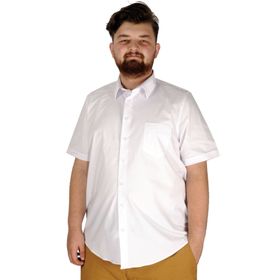 ModeXL Büyük Beden Klasik Likralı 20352 Beyaz Erkek Gömlek