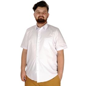 ModeXL Büyük Beden Klasik Likralı 20352 Beyaz Erkek Gömlek