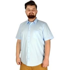 ModeXL Büyük Beden Klasik Likralı 20352 Mavi Erkek Gömlek