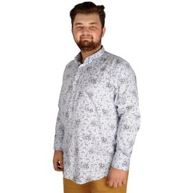 ModeXL Keten Likralı Cepli Katlama Kol 20395 Mavi Erkek Gömlek