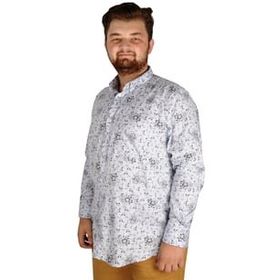 ModeXL Keten Likralı Cepli Katlama Kol 20395 Mavi Erkek Gömlek