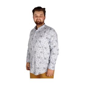 ModeXL Keten Likralı Cepli Katlama Kol 20395 Mavi Erkek Gömlek