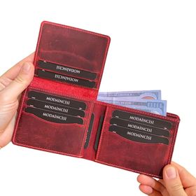 Modica Cosmos Hakiki Deri Pisotlu Kırmızı Erkek Cüzdan