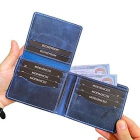 Modica Cosmos Hakiki Deri Pisotlu Mavi Erkek Cüzdan