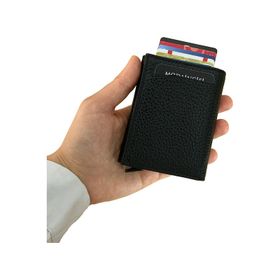 Modica Pescol Siyah Hakiki Deri Rfid Korumalı Mekanizmalı Cüzdan