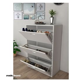 Modilayn ARD-816 3 Düşer Beyaz Ayakkabı Dolabı
