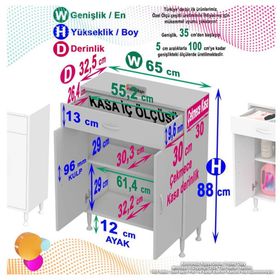 Modilayn Emir 65x88x32.5 CM 2 Kapaklı 1 Çekmeceli 2 Bölmeli Çok Amaçlı Dolap