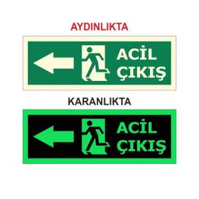 Modülerteknik Fotolümen Levha Acil Çıkış Sol 15x30 cm Uyarı Levhası