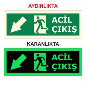 Modülerteknik Fotolümen Levha Acil Çıkış Sol Aşağı 15x30 cm Uyarı Levhası