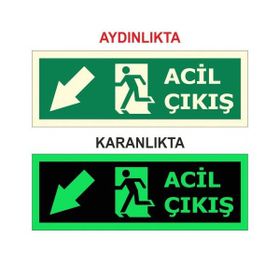 Modülerteknik Fotolümen Levha Acil Çıkış Sol Aşağı 15x30 cm Uyarı Levhası
