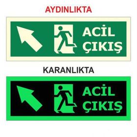 Modülerteknik Fotolümen Levha Acil Çıkış Sol Yukarı 15x30 cm Uyarı Levhası
