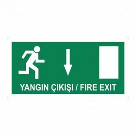 Modülerteknik Yangın Çıkışı Fire Exit Aşağı 10x25 cm Uyarı Levhası