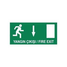 Modülerteknik Yangın Çıkışı Fire Exit Aşağı 10x25 cm Uyarı Levhası