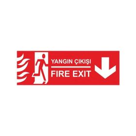 Modülerteknik Yangın Çıkışı Fire Exit Aşağı 10x25 cm Uyarı Levhası