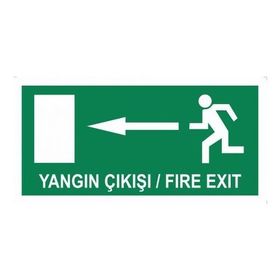 Modülerteknik Yangın Çıkışı Fire Exit Sol 10x25 cm Uyarı Levhası