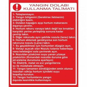 Modülerteknik Yangın Dolabı Kullanma Talimatı 25x35 cm Uyarı Levhası