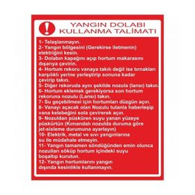 Modülerteknik Yangın Dolabı Kullanma Talimatı 25x35 cm Uyarı Levhası