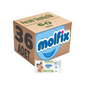 Molfix 36x60 Adet İzotonik Sulu Bebe Losyonu Islak Mendil